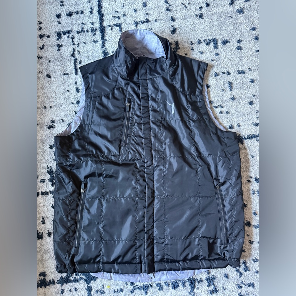 NLU No Laying Up Reversible Lightweight Quilted Black Gray Vest-Men Size Medium